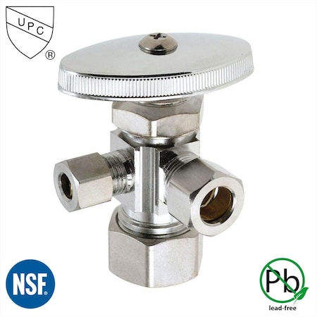 Thrifco Plumbing 5/8 Inch Comp x 1/2 Inch Comp x 1/4 Inch Comp Multi Turn Brass Angle Stop 4405604